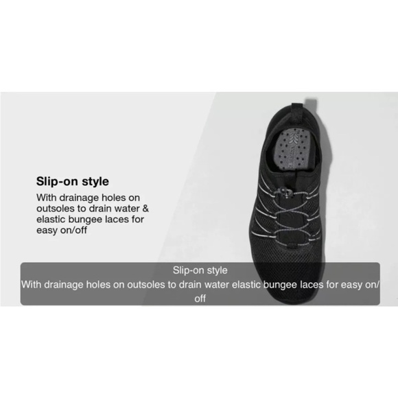 All in Motion Black Boat Men Shoes with Elastic Lacing - Picture 3 of 7